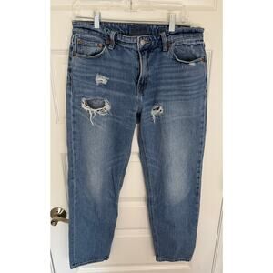 Lucky Brand Distressed Straight Leg Jeans Sz 6/29 27" Inseam Light Wash Mid Rise
